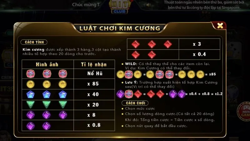 Cập nhật chung về Mini game Kim Cương tại link vào Hitclub