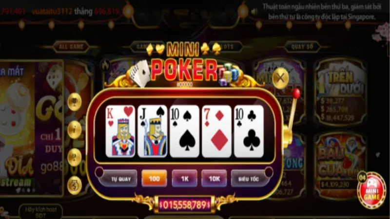 Luật quay thưởng Mini Poker tại link vào Hit club